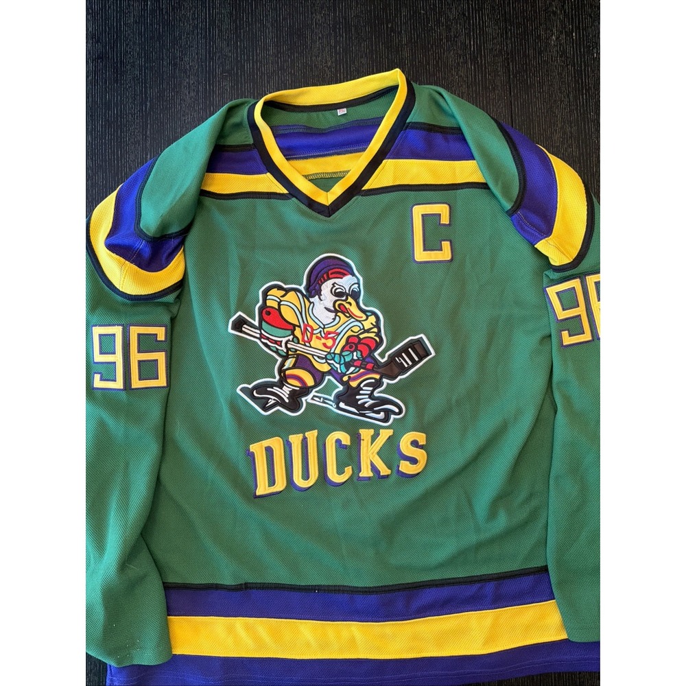 Vintage Mighty Ducks Hockey Charlie Conway 96 Jersey Captain Patch 2XL (A)